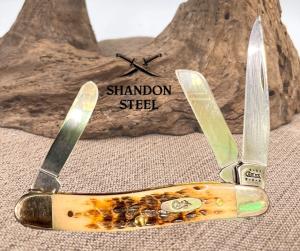CASE XX 2001 USA 6318 SS 3 BLADE JIGGED BONE HANDLE FOLDING POCKET KNIFE 182