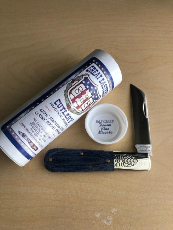 Great Eastern Cutlery Denim Blue Micarta BoomTown Barlow 