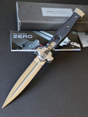NIB AGA CAMPOLIN 9INCH-23CM ZERO IN BLACK G-10 SCALES W/BOHLER N690 SATIN DAGGER BLADE