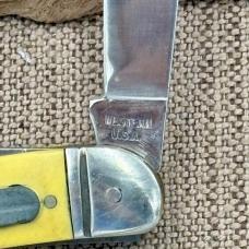 WESTERN USA S-751 2 BLADE FISHING KNIFE W/HOOK SHARPENER & HOOK REMOVER (3)