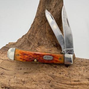 Case XX USA 6254 SS 2 Blade Folding Trapper Pocket Knife Brown Bone Handle 80