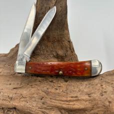 Case XX USA 6254 SS 2 Blade Folding Trapper Pocket Knife Brown Bone Handle (80)