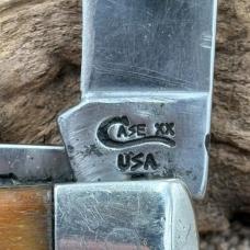 Case XX USA 6254 SS 2 Blade Folding Trapper Pocket Knife Brown Bone Handle (80)
