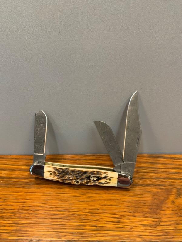 Case XX USA 2007 Damascus Burnt Amber Stockman