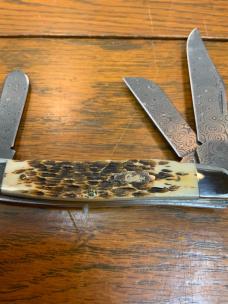 Case XX USA 2007 Damascus Burnt Amber Stockman