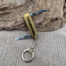Ambassador Vintage Small Brass 2 Blade Folding Pocket Knife on Keychain (206)