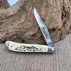 Schrade USA Vintage Scrimshaw SC503 Catfish Themed Folding Pocket Knife (242)