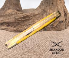Kissing Crane Cutlery Yellow 3-blade Lockback Whittler Pocket Knife (243)