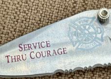 Fire Fighter Black Combo Folding Pocket Knife - "Service Thru Courage"  (247)
