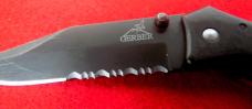 GERBER PARAFRAME KNIFE UNUSED PART SERRATED LINER LOCK POCKET CLIP BLACK