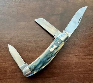 Jim Dunlap Custom Knives Blue Mammoth Ivory Sowbelly Stockman