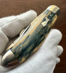 Jim Dunlap Custom Knives Blue Mammoth Ivory Sowbelly Stockman