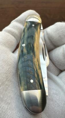 Jim Dunlap Custom Knives Blue Mammoth Ivory Sowbelly Stockman