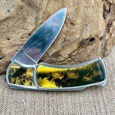 Executive Lockback Knife lot 3 Wildlife Theme Drop Point Pocket Knives (170B)