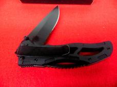 NO STAMPING UNUSED THUMB STUD FLIP OPEN PART SERRATED LINER LOCK POCKET CLIP BLACK