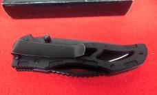 NO STAMPING UNUSED THUMB STUD FLIP OPEN PART SERRATED LINER LOCK POCKET CLIP BLACK