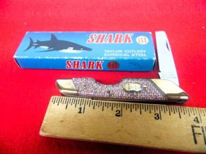 1980 JAPAN TAYLOR CUTLERY SHARK III IN BOX 3-34quot ELK HORN GLITTER SCALES IN BOX UNUSED