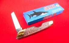 1980 JAPAN TAYLOR CUTLERY SHARK III IN BOX 3-3/4" ELK HORN GLITTER SCALES IN BOX UNUSED
