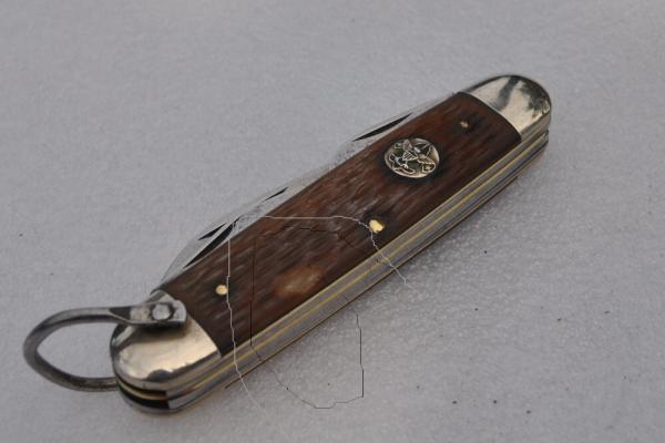 Utster Boy Scout Knife 1950's-60's Light Use Delrin Handles Full Blades With Snap Nickel Bolsters