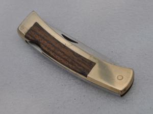 Gerber Portland USA Sportsman II older 4 14quot Closed Tigerwood and Brass Frame