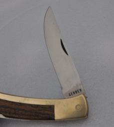 Gerber Portland USA Sportsman II older 4 1/4" Closed Tigerwood and Brass Frame 