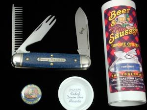 Great Eastern Cutlery GEC Faded Blue Denim Micarta Beer and Sausage Knife Made in USA 352325