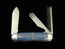 Great Eastern Cutlery GEC Faded Blue Denim Micarta Beer and Sausage Knife Made in USA 352325