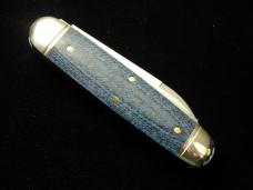 Great Eastern Cutlery GEC Faded Blue Denim Micarta Beer and Sausage Knife Made in USA 352325