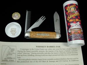 Great Eastern Cutlery GEC Smooth Whiskey Barrel Oak Beer and Sausage Knife Made in USA 352325