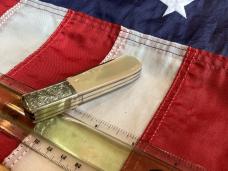 Vintage Parker Cutlery Bullet Knife w/ Flashy Gold Lip Pearl Handles & Eagle Abalone Pearl Insert
