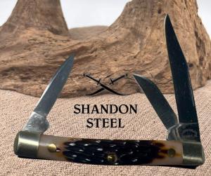 QUEEN STEEL 9185 3 BLADE STOCKMAN 1997 TRADITIONAL FOLDING POCKET KNIFE 255