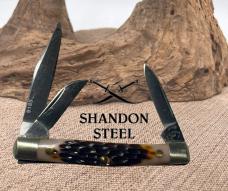 QUEEN STEEL #9185 3 BLADE STOCKMAN 1997 TRADITIONAL FOLDING POCKET KNIFE (255)