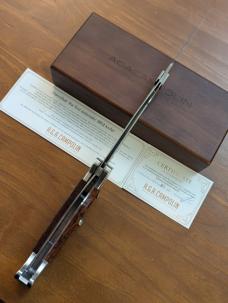 AGA CAMPOLIN "HANNIBAL" BARBEQUE SWITCHBLADE KNIFE IN SNAKE WOOD NIB