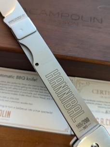 AGA CAMPOLIN "HANNIBAL" BARBEQUE SWITCHBLADE KNIFE IN SNAKE WOOD NIB