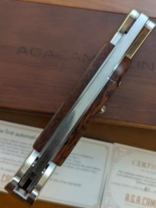 AGA CAMPOLIN "HANNIBAL" BARBEQUE SWITCHBLADE KNIFE IN SNAKE WOOD NIB