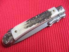 Italian MEDICI Style Stag Swing Guard STILETTO Switchblade Knife