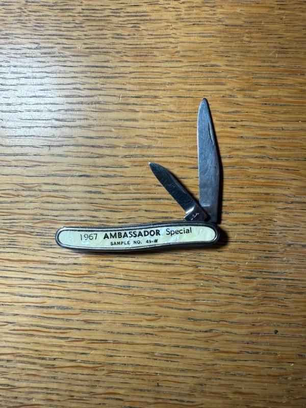 Vintage Colonial Automotive Advertising Knife 1967 Ambassador Special