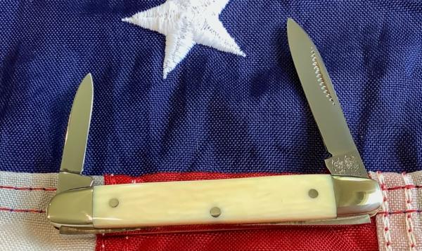 Bulldog Brand HAND MADE 2 Blade Pen Knife w/ Ivory Handles -NOS & Mint