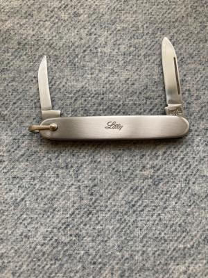 Vintage IMPERIAL, STAINLESS U.S.A., Rod of Asclepius, Engraved Lilly Handles, Fob Pen Knife - MINT