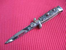 Oreste Dibon Italian 12cm. Stag MAURO MARIO Picklock Stiletto Switchblade Knife - with Display Case