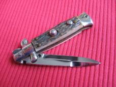 Oreste Dibon Italian 12cm. Stag MAURO MARIO Picklock Stiletto Switchblade Knife - with Display Case