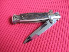 Oreste Dibon Italian 12cm. Stag MAURO MARIO Picklock Stiletto Switchblade Knife - with Display Case