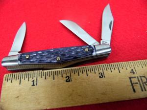 RIDGE RUNNER STAINLESS BLADES 3-1/2" BONE STOCKMAN GOOD ACTION FROM YEARS IN KNIFE ROLL UNUSED