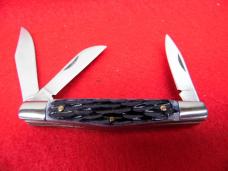 RIDGE RUNNER STAINLESS BLADES 3-1/2" BONE STOCKMAN GOOD ACTION FROM YEARS IN KNIFE ROLL UNUSED