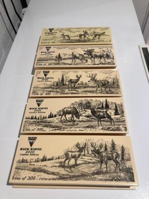 Buck 110 Custom Limited Gold Etched Big Bucks North America Knife Set 2000-2004 Matching Numbers 37