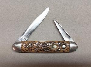 Rare Early Schrade Cut Co with Awl Punch Blade 06 07 Patent Jigged Bone