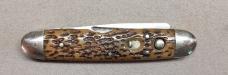 Rare Early Schrade Cut Co with Awl Punch Blade '06 '07 Patent Jigged Bone 