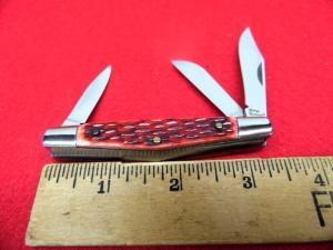 RIDGE RUNNER RED BONE MEDIUM STOCKMAN FROM KNIFE ROLL UNUSED