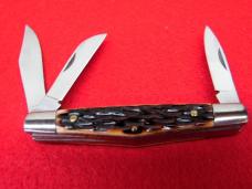 RIDGE RUNNER 3-1/4" JIGGED TAN BONE MEDIUM STOCKMAN FROM KNIFE ROLL UNUSED