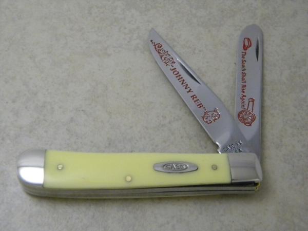 Case XX USA 6 Dot 3254 New Grind "Johnny Reb..." Yellow Trapper Knife 1980's Case XX USA 6 Dot 3254 New Grind "Johnny Reb..." Yellow Trapper Knife 1980's